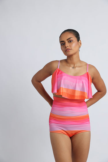 Wave Print – High-Waisted Bikini Set