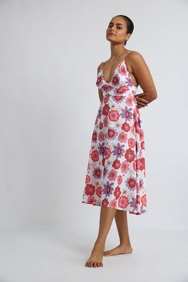 Red Floral – Spaghetti Strap Beach Dress