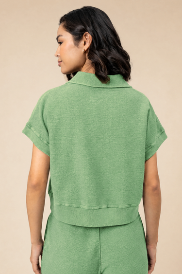 Eucalyptus Reverse Terry Cropped Polo