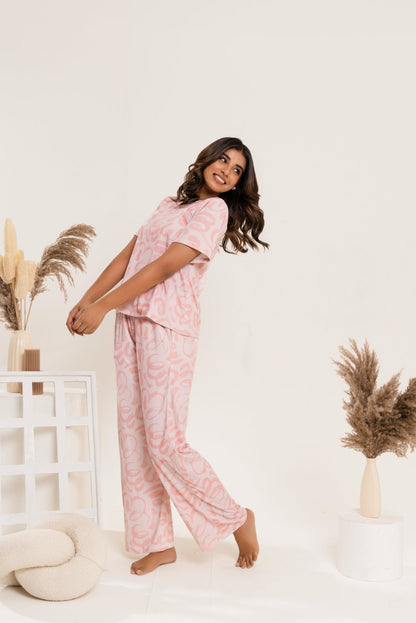 Blushing Lines T-Shirt Pajama Set