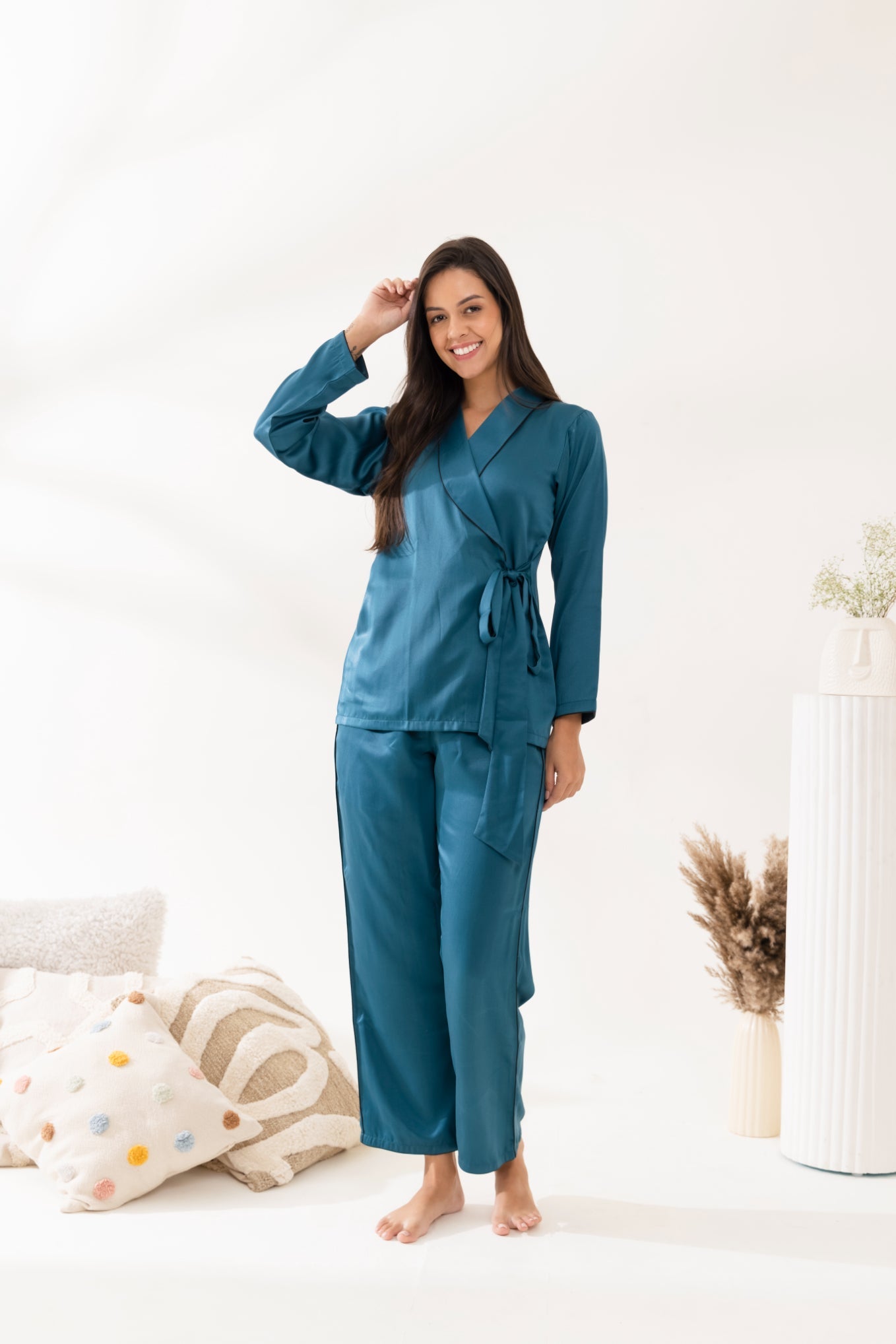 Teal Wrap Around Pajama Set