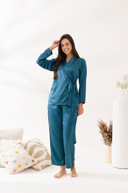 Teal Wrap Around Pajama Set