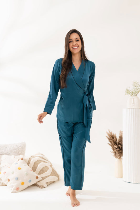 Teal Wrap Around Pajama Set