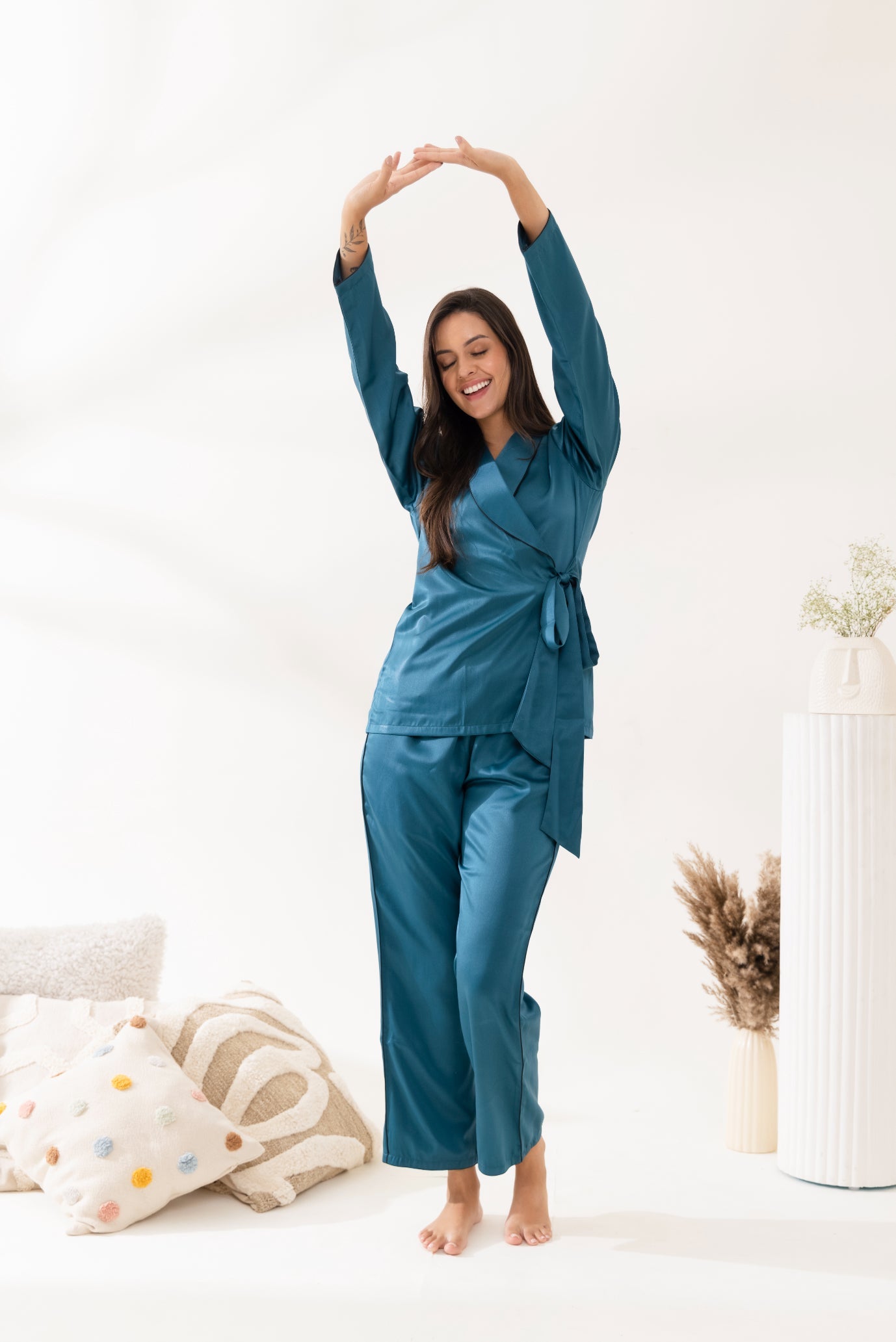 Teal Wrap Around Pajama Set
