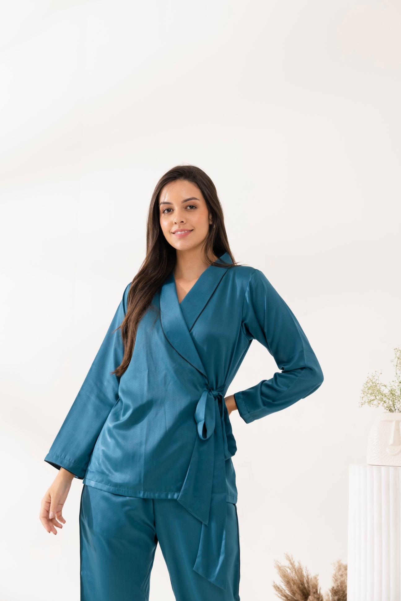 Teal Wrap Around Pajama Set