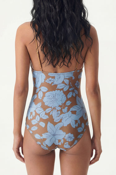 Blue Flora Print Monokini