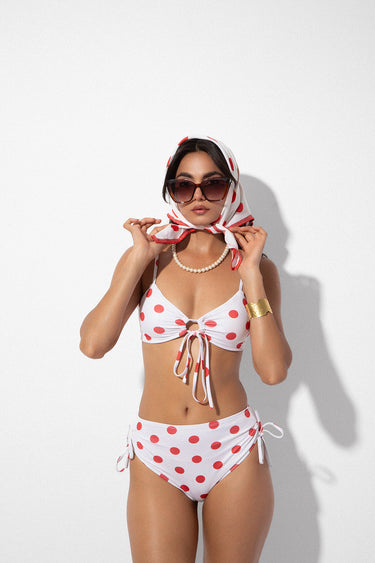 Red Polka High Waist Bikini Bottom