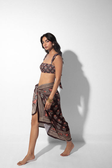 Indie Brown Floral Print Sarong