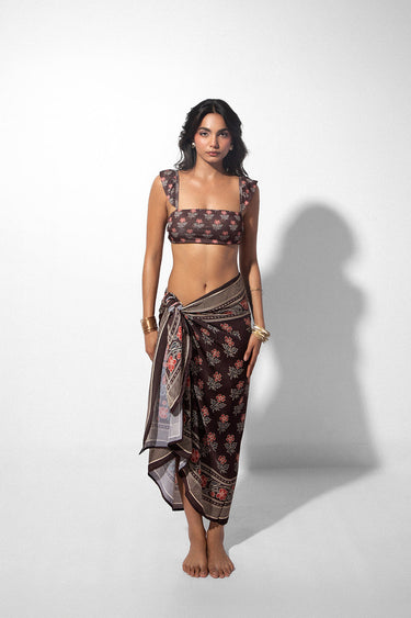 Indie Brown Floral Print Sarong