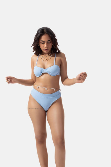 Blue High Waist Bikini Bottom