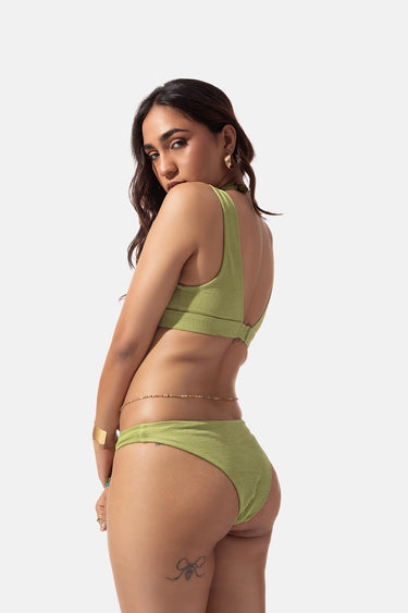 Green V- Neck Bikini Top