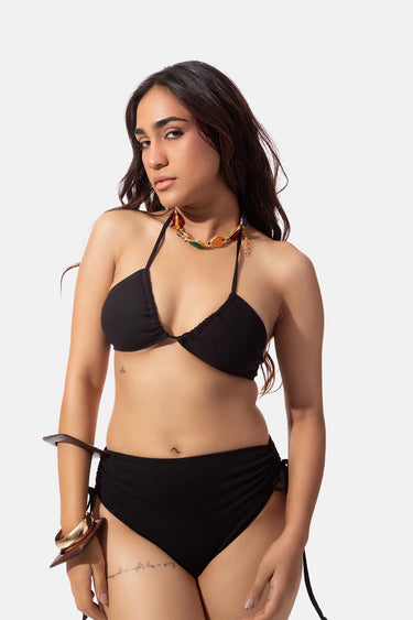 Black Halter Neck Bikini Set
