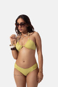 Lime Yellow Halter Neck Bikini Set