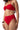 Red Textured High Waist Bikini Bottom