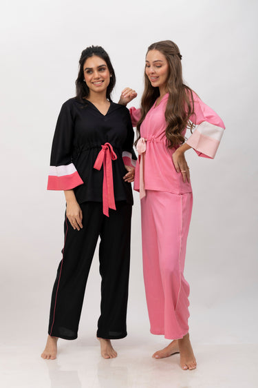 Bella Knot Pink Cotton Pajama Set