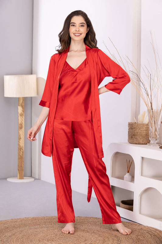 Valentine Night Suit in Soft Satin