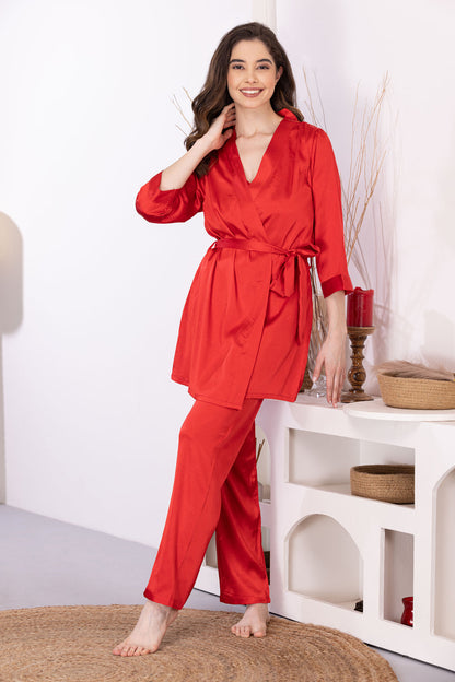 Valentine Night Suit in Soft Satin