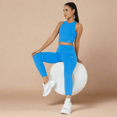 Shop-Electric Blue Cross back Crop Top & 7/8 Leggings