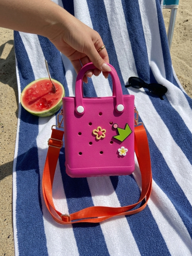 Hot Pink Croc Crossbody Tote Bag