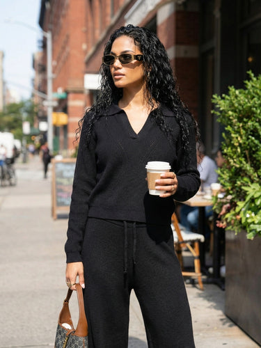 Airport Look Knitwear Black Coord Set, travel friendly.