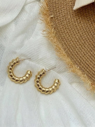 Gold Ripple Semi Hoop Earrings