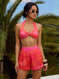 Sangria High Waist Bikini with Shorts Set