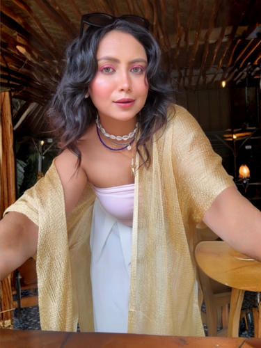 Gold Metallic Fringe Cape Cover Up