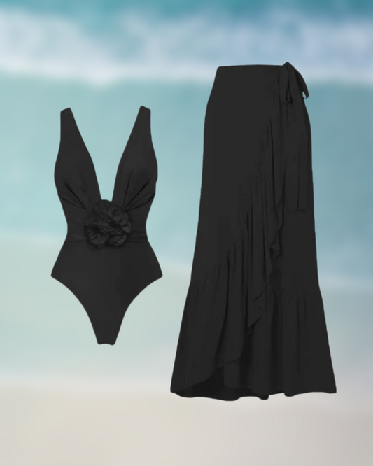 Spain Black Swimsuit & Sarong