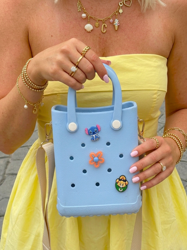 Sky Blue Croc Crossbody Tote Bag