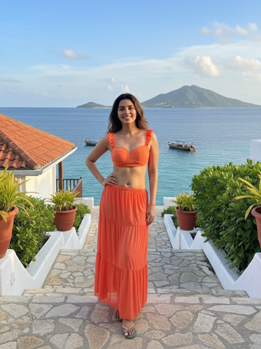Orange Candy Bikini Skirt Set