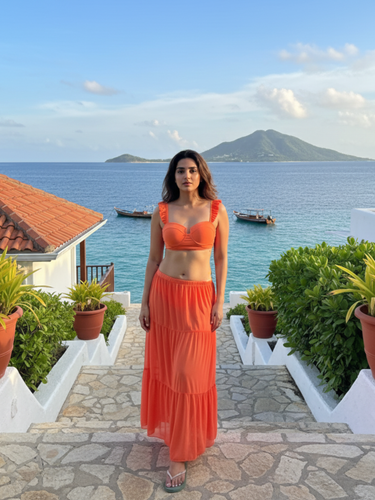 Orange Candy Bikini Skirt Set