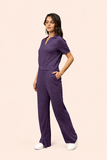 Plum Ottoman High-Rise Wide-Leg Pant