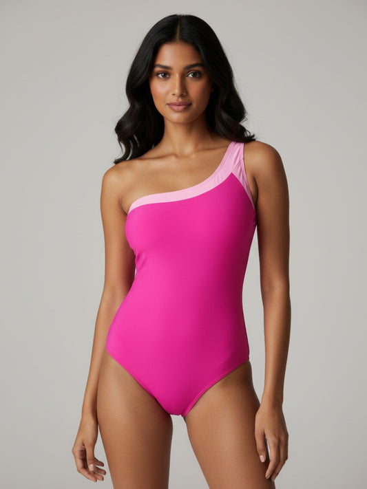 Pink One-Shoulder Swimsuit