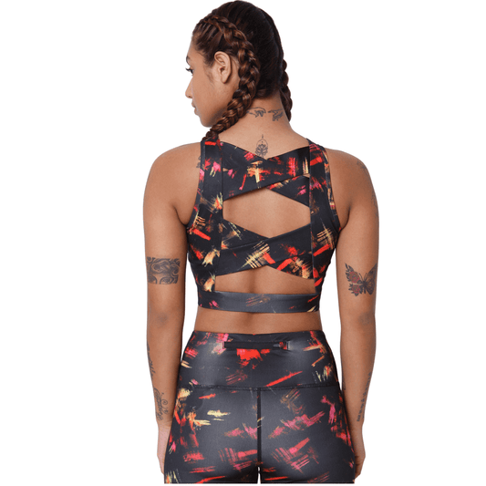Padded Cross Back Red Marks Crop Top
