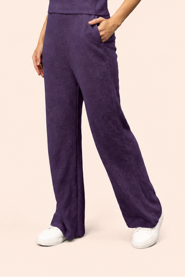 Plum Ottoman High-Rise Wide-Leg Pant