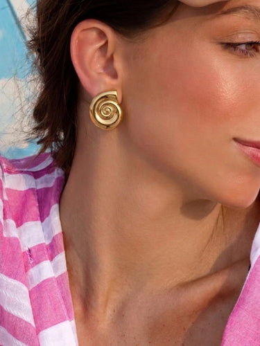 Gold Shell Stud Earrings