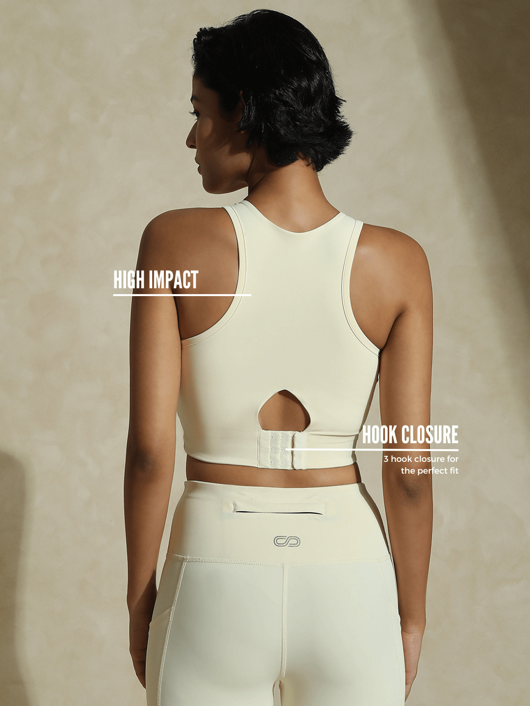 Shop-Keyhole Back Crop Top with Clasp Ecru