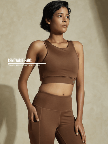 Shop-Padded Cross Back Crop Top Waffle