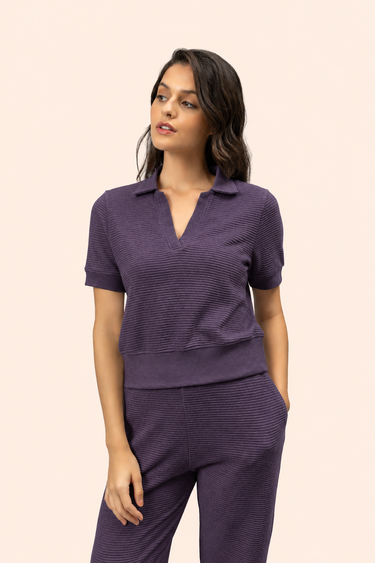Plum Ottoman Cropped Polo