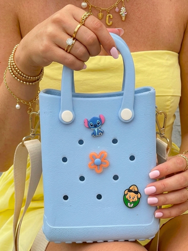 Sky Blue Croc Crossbody Tote Bag