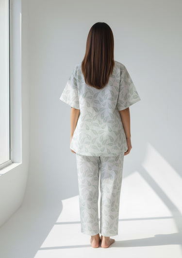 Scarlet Stem Embroidered Night Suit