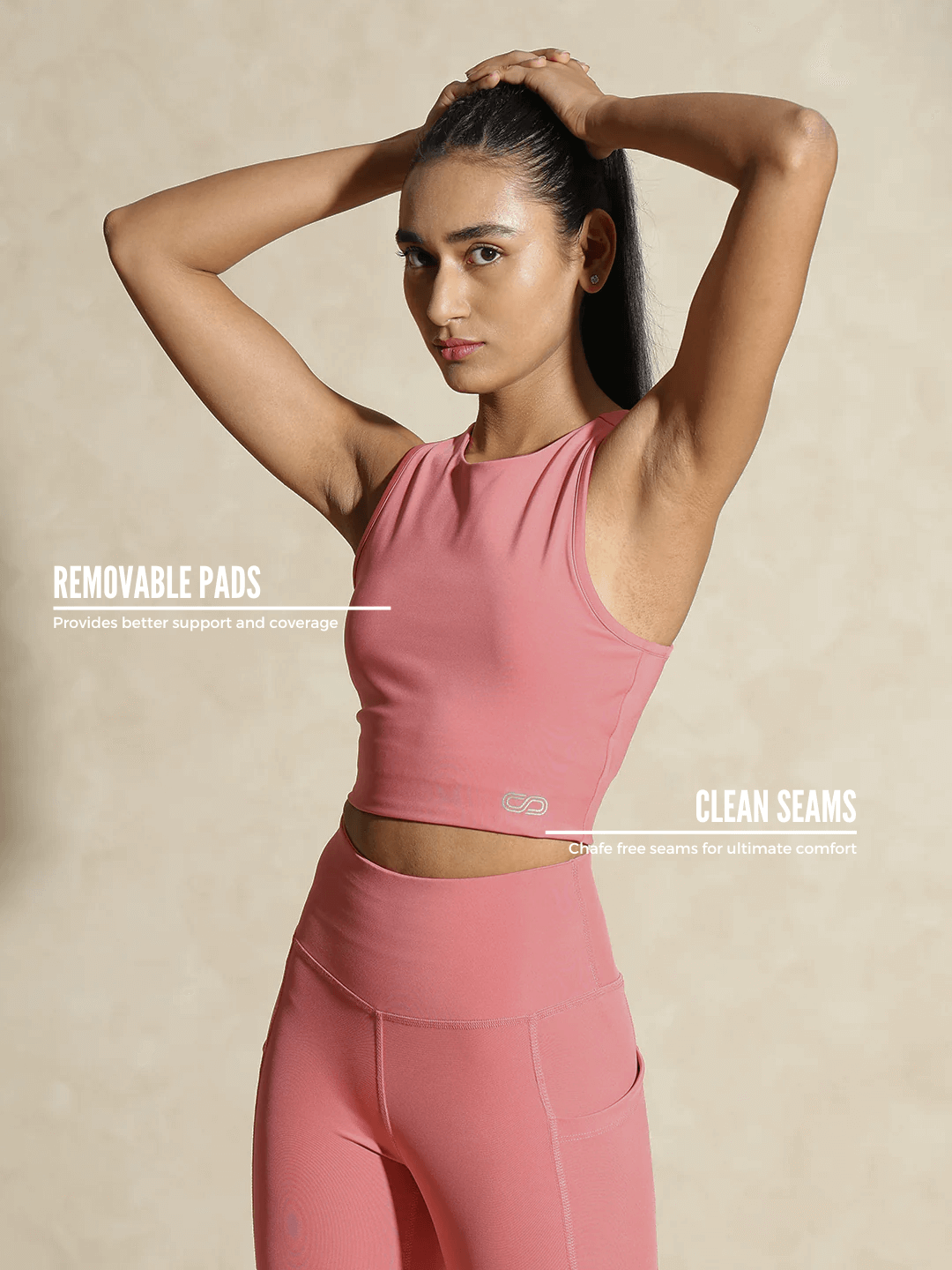 Shop-Keyhole Back Crop Top with Clasp Peony Pink