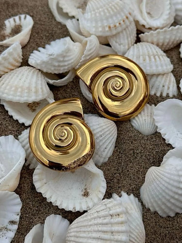 Gold Shell Stud Earrings