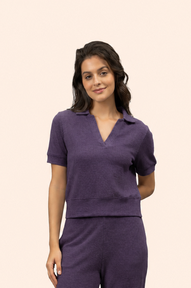 Plum Ottoman Cropped Polo