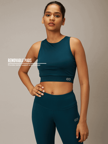Shop-Padded Cross Back Crop Top Teal