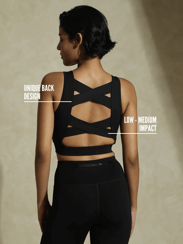 Shop-Padded Cross Back Crop Top Black