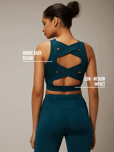 Shop-Padded Cross Back Crop Top Teal