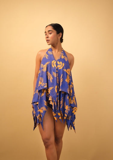 Cobalt Canopy – Flounce Halter Swimdress
