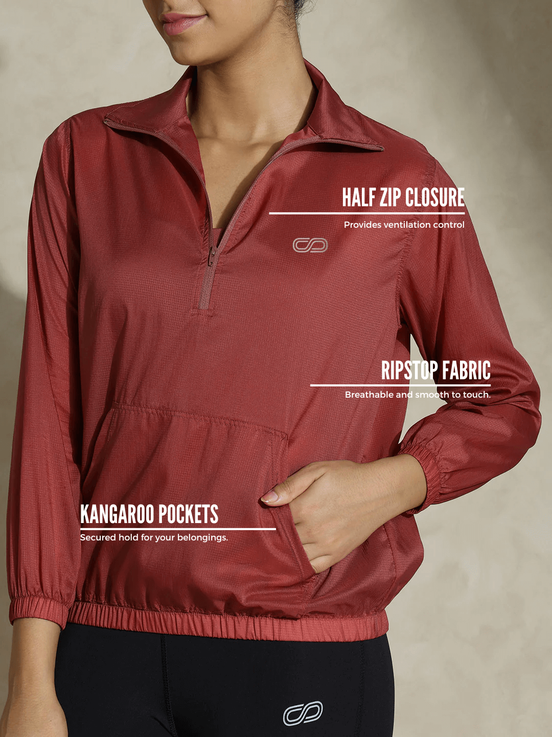 Shop-TraqLite Half Zip Performance Jacket Marsala