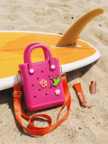 Hot Pink Croc Crossbody Tote Bag